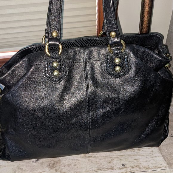 SOLD Coach Ashley Convertible Leather/Snakeskin Satchel/Shoulder Bag - Picture 2 of 8